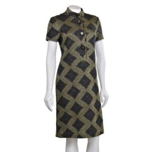 Tory Burch Argyle Gold Glitter Knot Shift Dress